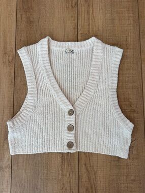 Intimately Free People Ribbed Knit Sweater Vest Cream Small